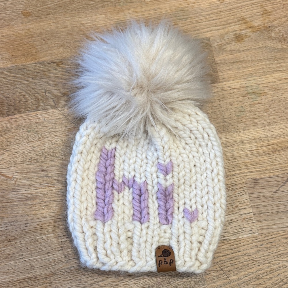 Pine and Poppy infant hi knit pom hat